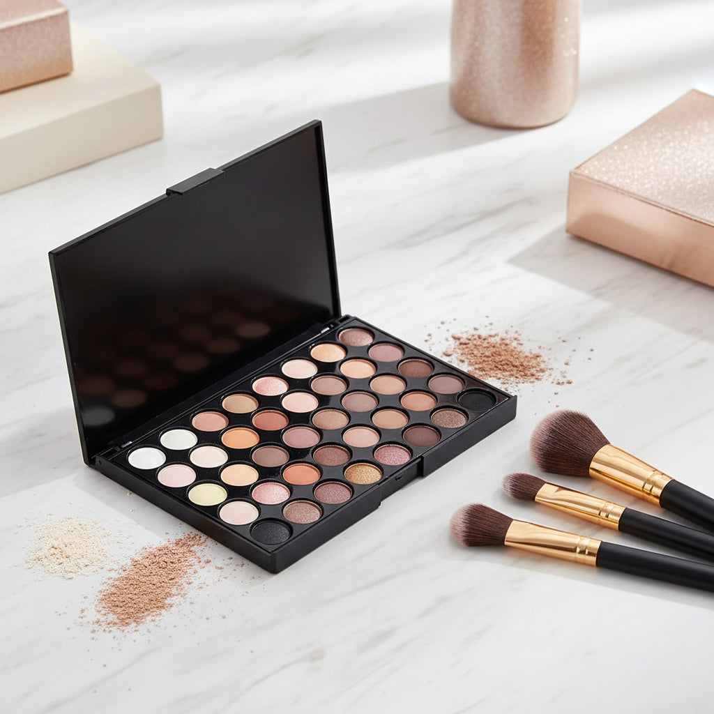 Eye Makeup Nudes Palette 40 Color Matte Eyeshadow Glitter Powder Eye Shadows Brush Set Stamps Pigment